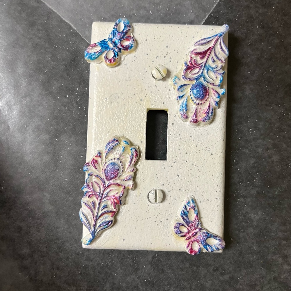 Custom Decorative Light Switch Cover with Butterflies and Feathers